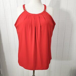 Calvin Klein Sleeveless Top Tank Blouse Size XL Red NWT